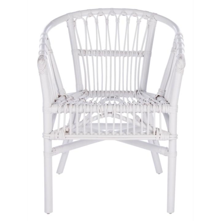 White Rattan Aria Coastal Accent Chairs, Set of 2