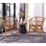 Brown Rattan Aria Coastal Accent Chairs, Set of 2