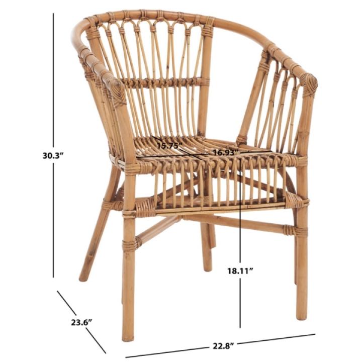 Brown Rattan Aria Coastal Accent Chairs, Set of 2