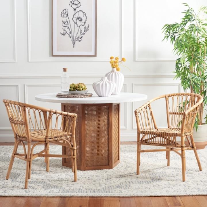 Brown Rattan Aria Coastal Accent Chairs, Set of 2