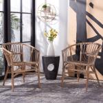 Gray Rattan Aria Coastal Accent Chairs, Set of 2