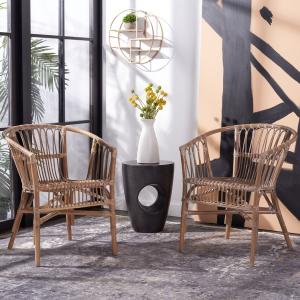 Gray Rattan Aria Coastal Accent Chairs, Set of 2