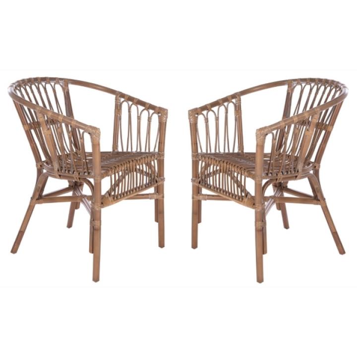Gray Rattan Aria Coastal Accent Chairs, Set of 2