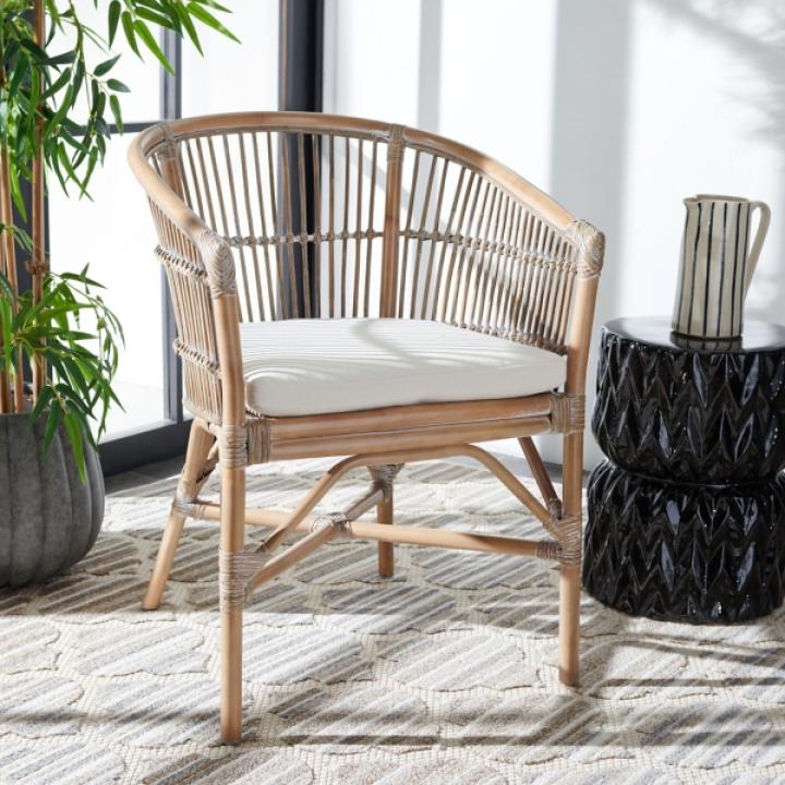 Graywash Rattan Millie Coastal Accent Chair