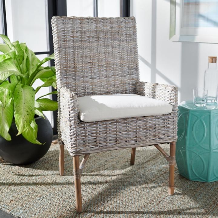 Gray Whitewash Kubu Rattan Sarah Accent Chair