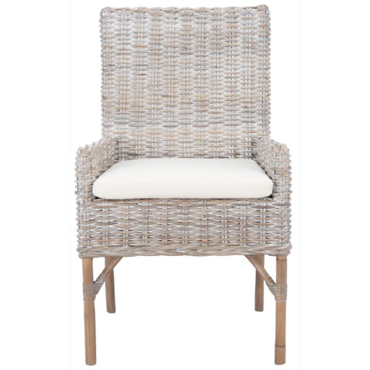 Gray Whitewash Kubu Rattan Sarah Accent Chair
