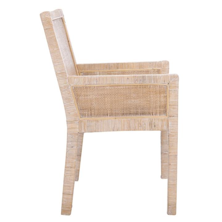 Whitewash Cane and Mango Wood Rayan Accent Chair