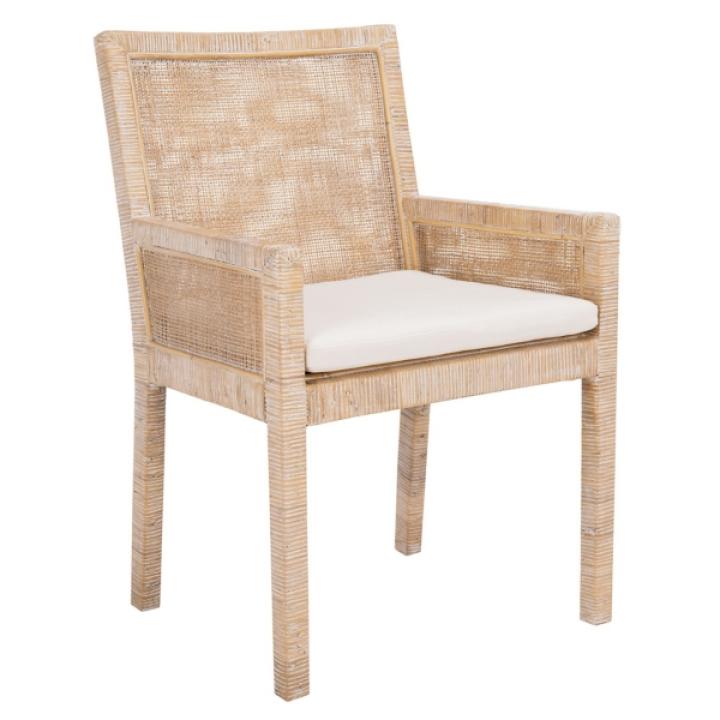 Whitewash Cane and Mango Wood Rayan Accent Chair