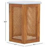 Brown Rattan and Faux Marble Sophie Accent Table