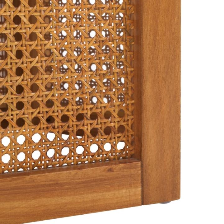 Brown Rattan and Faux Marble Sophie Accent Table