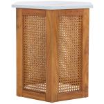 Brown Rattan and Faux Marble Sophie Accent Table