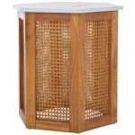 Brown Rattan and Faux Marble Sophie Accent Table