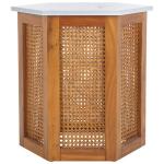 Brown Rattan and Faux Marble Sophie Accent Table