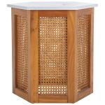Brown Rattan and Faux Marble Sophie Accent Table