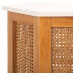 White and Natural Rattan Sophie Accent Table
