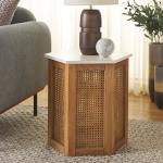 White and Natural Rattan Sophie Accent Table