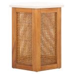 White and Natural Rattan Sophie Accent Table