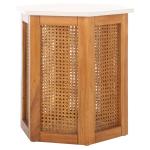 White and Natural Rattan Sophie Accent Table