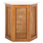 White and Natural Rattan Sophie Accent Table