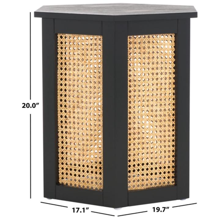 Black and Natural Rattan Sophie Accent Table