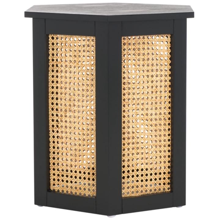 Black and Natural Rattan Sophie Accent Table