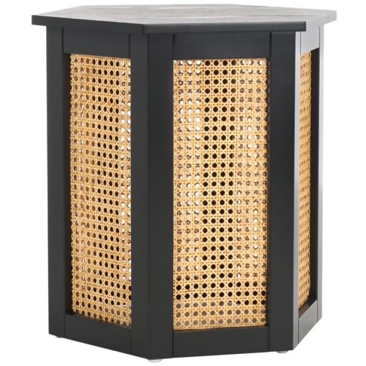 Black and Natural Rattan Sophie Accent Table