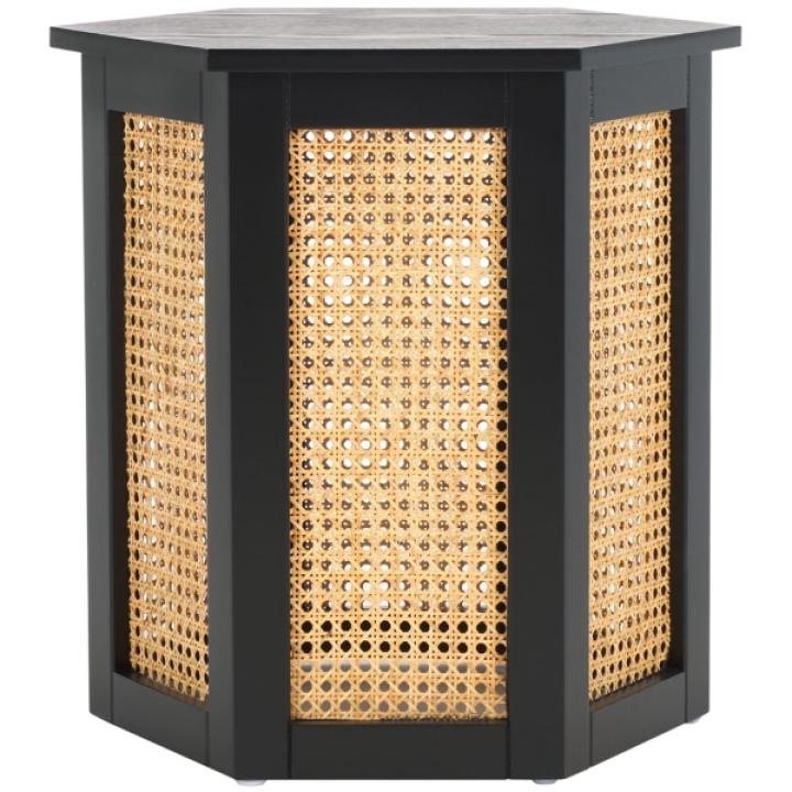Black and Natural Rattan Sophie Accent Table