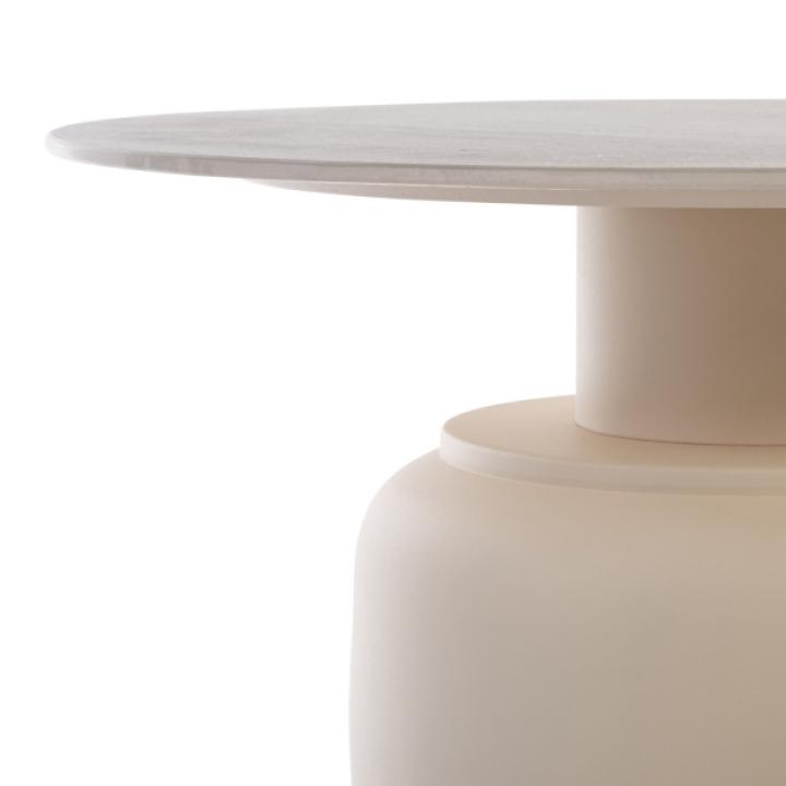 Beige Ceramic Bella Modern Accent Table, 18 in.