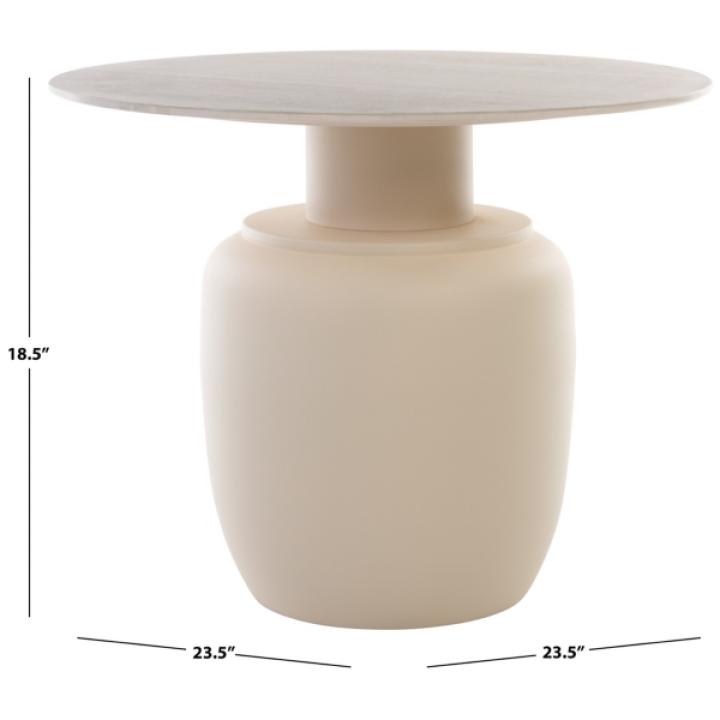 Beige Ceramic Bella Modern Accent Table, 18 in.