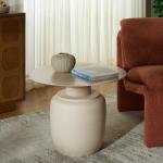 Beige Ceramic Bella Modern Accent Table, 18 in.