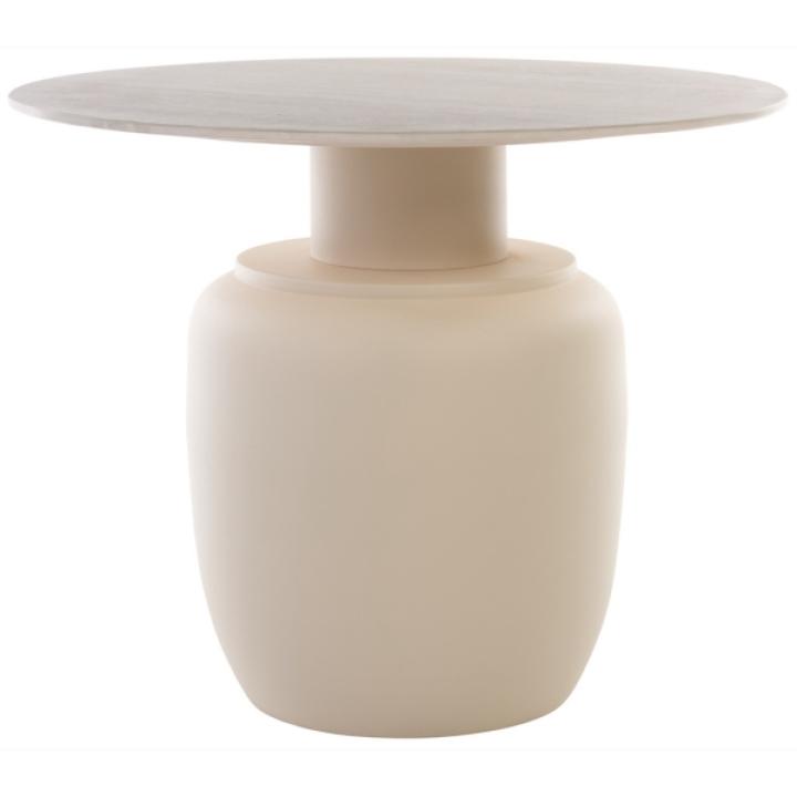 Beige Ceramic Bella Modern Accent Table, 18 in.