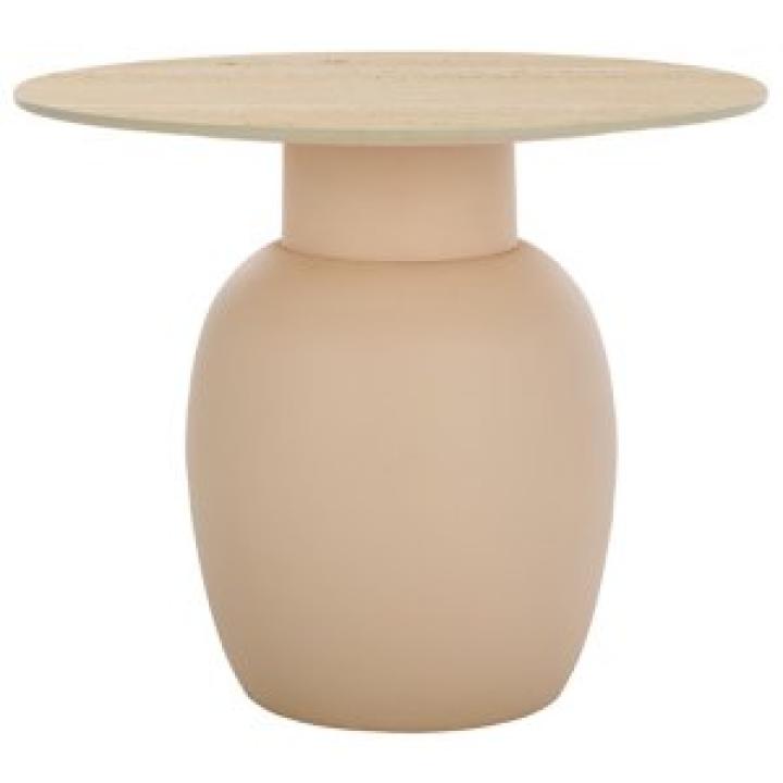 Beige Ceramic Bella Modern Accent Table, 16 in.