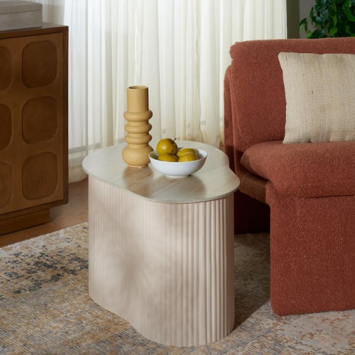 Large Beige Ceramic Sally Accent Table