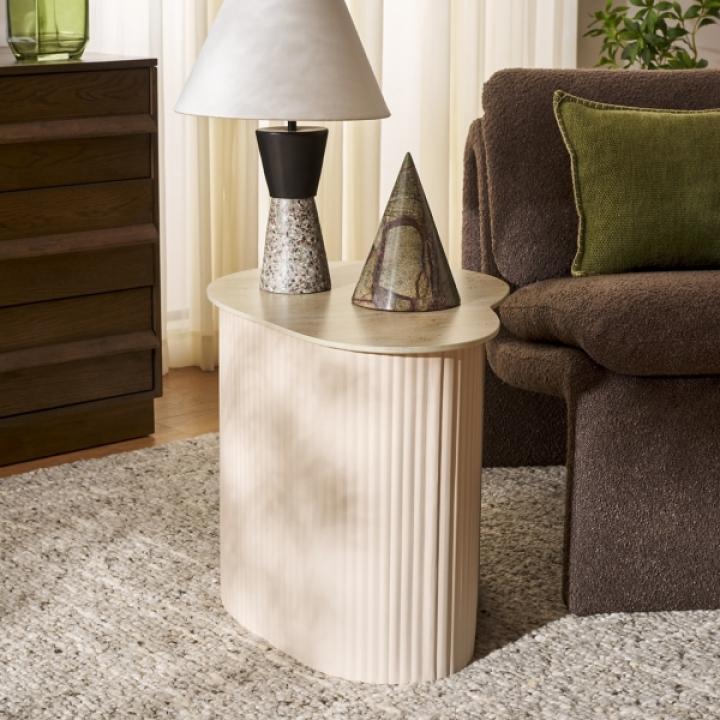 Small Beige Ceramic Sally Accent Table