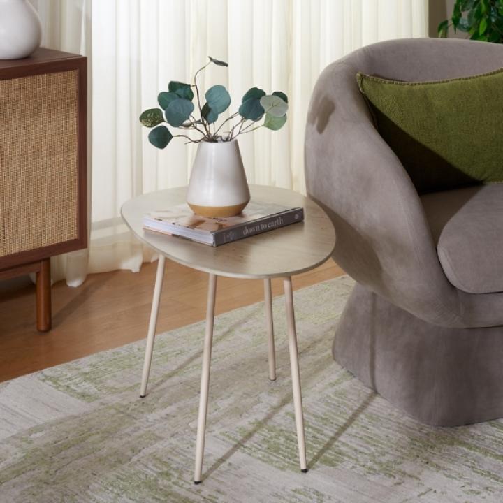 Beige Stone Dixie Accent Table, 17 in.