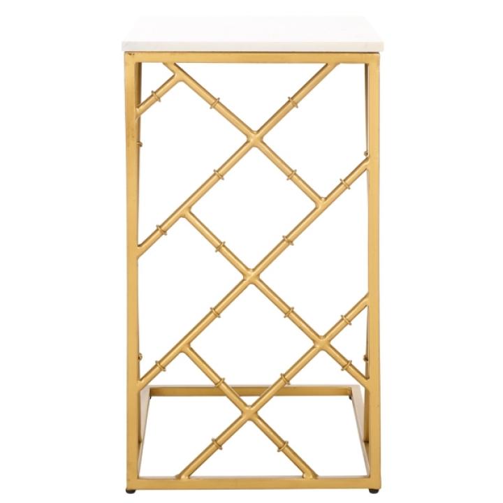 White Marble & Gold Dakota C-Table