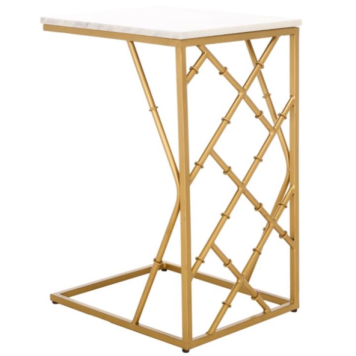 White Marble & Gold Dakota C-Table