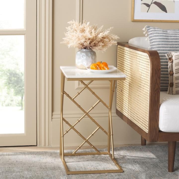 White Marble & Gold Dakota C-Table