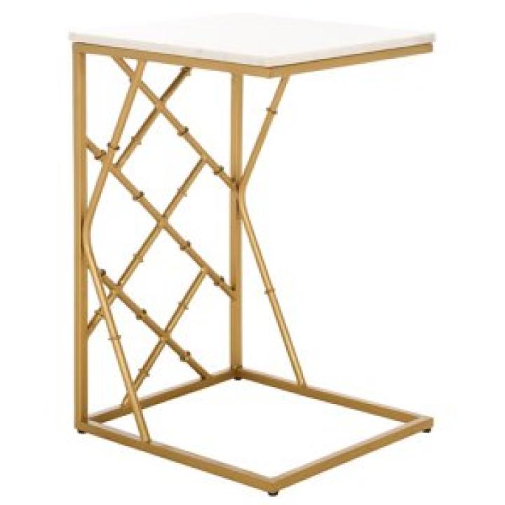 White Marble & Gold Dakota C-Table