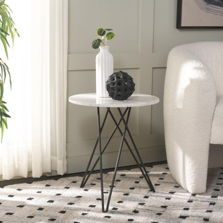 White Marble Iron Maisie Accent Table