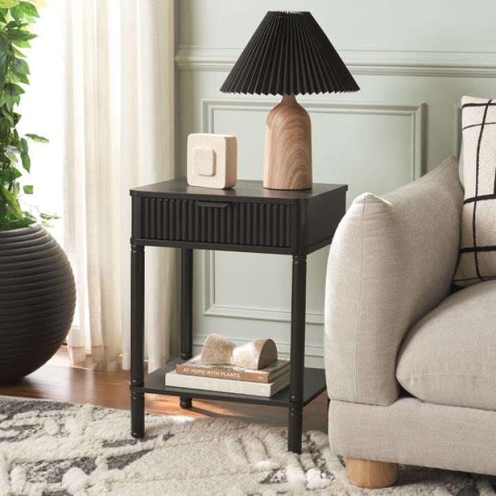 Black Wood Mina End Table