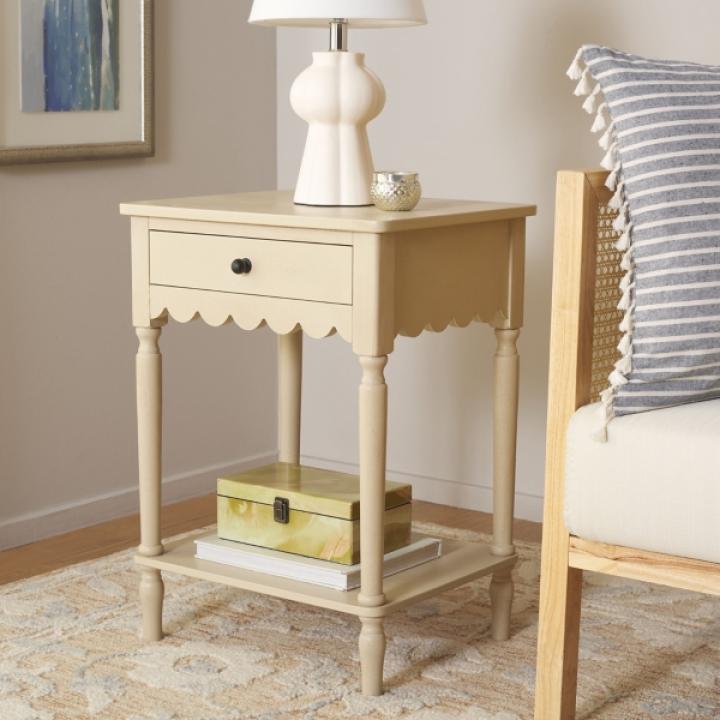 Natural Wood 1-Drawer Cottage Accent Table