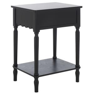 Black Wood 1-Drawer Cottage Accent Table