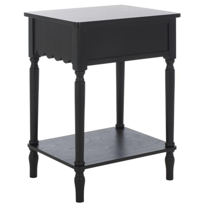 Black Wood 1-Drawer Cottage Accent Table