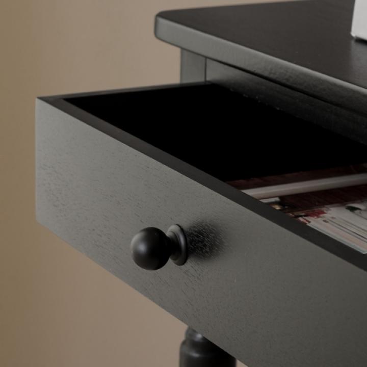 Black Wood 1-Drawer Cottage Accent Table