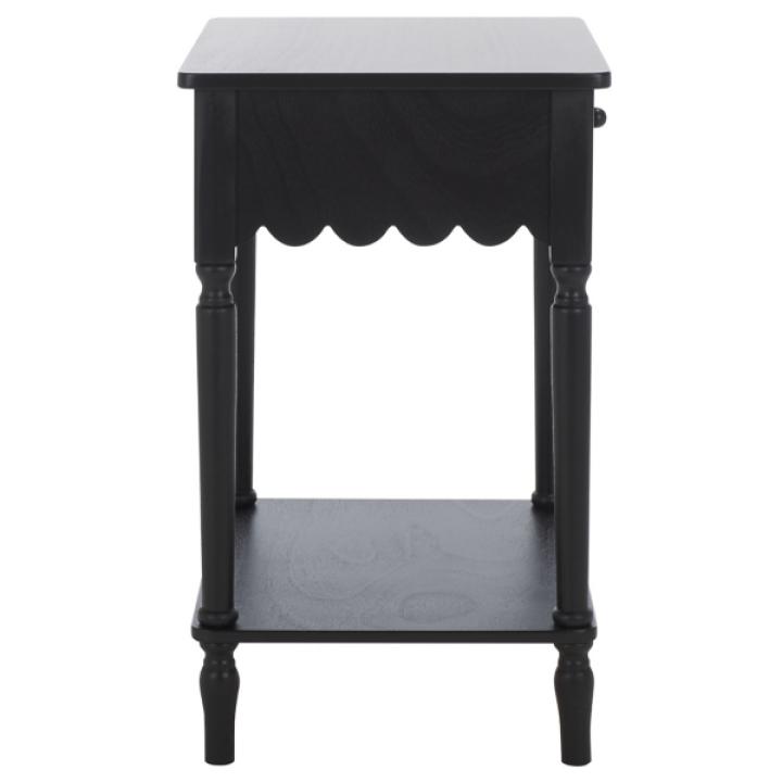 Black Wood 1-Drawer Cottage Accent Table