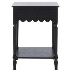Black Wood 1-Drawer Cottage Accent Table