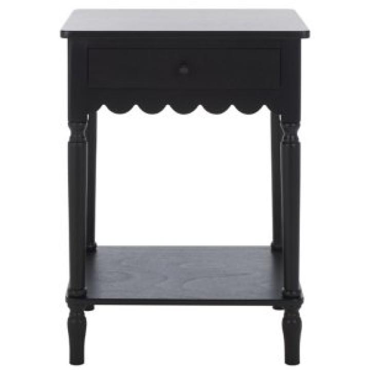 Black Wood 1-Drawer Cottage Accent Table
