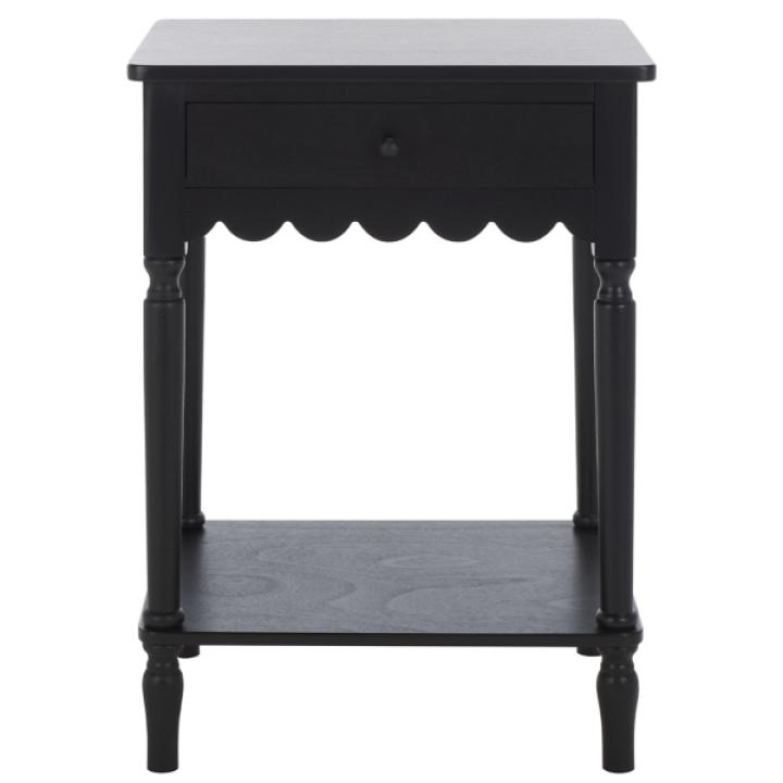 Black Wood 1-Drawer Cottage Accent Table
