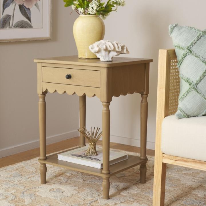 Desert Brown Wood 1-Drawer Cottage Accent Table